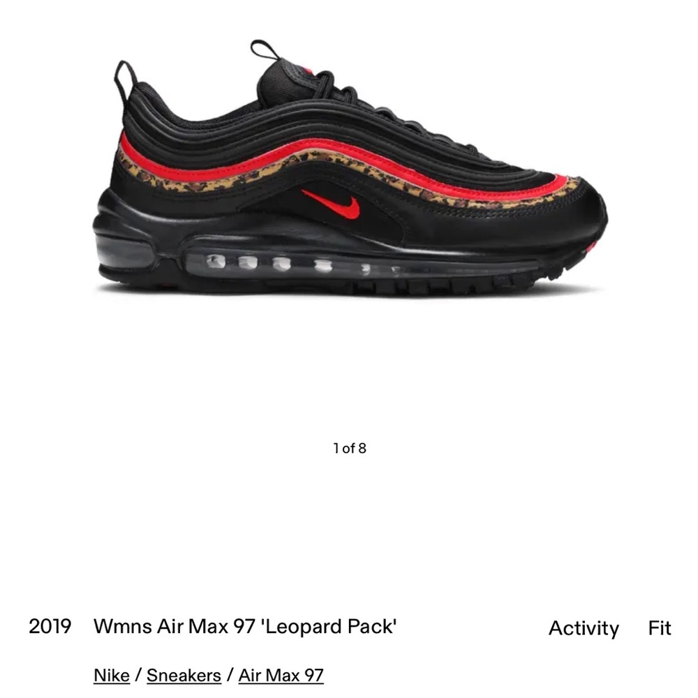 Nike Air Max 97 Black and Red with Leopard Print - Picture 2 of 10